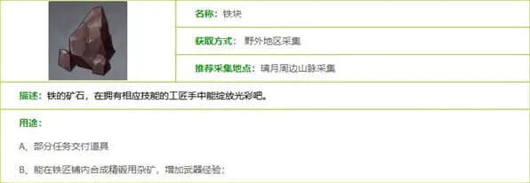 世界之外铁块采集位置索引