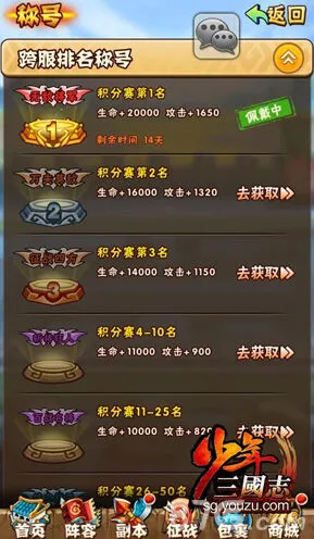 少年三国志称号系统获得方法
