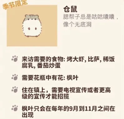 《动物餐厅》仓鼠来访条件技巧