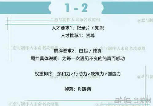 恋与制作人1-2白起拍摄副本攻略