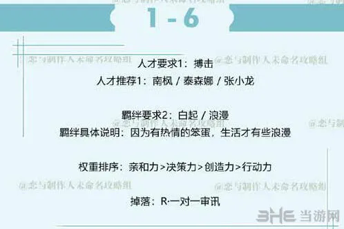 恋与制作人白起拍摄副本1-6玩法教学
