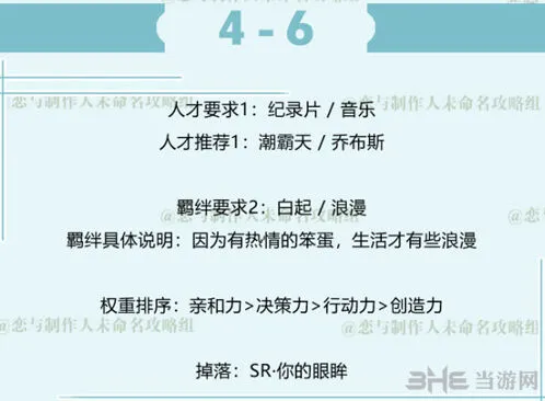 恋与制作人白起拍摄副本4-6攻略全面解析