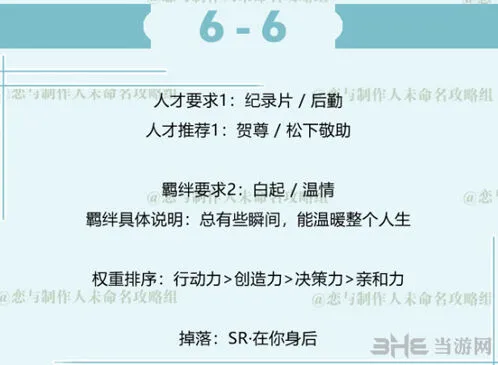 恋与制作人白起拍摄副本6-6章节攻略指南