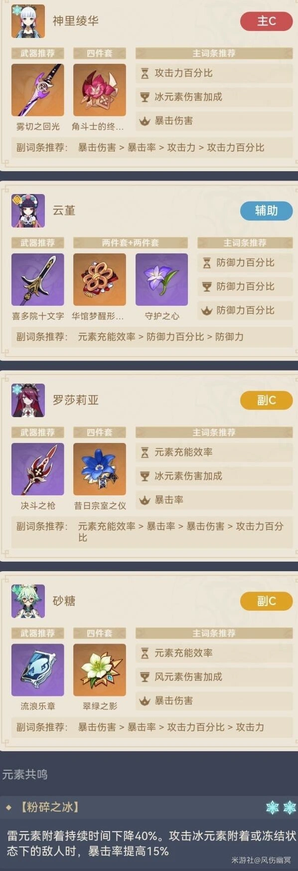 原神神里绫华冰伤队搭配全教程