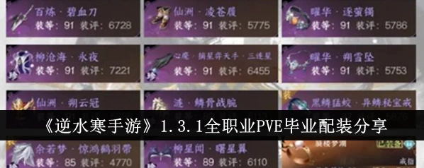 逆水寒职业毕业装备搭配指南