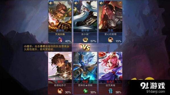 王者荣耀夏侯惇3V3阵容搭配