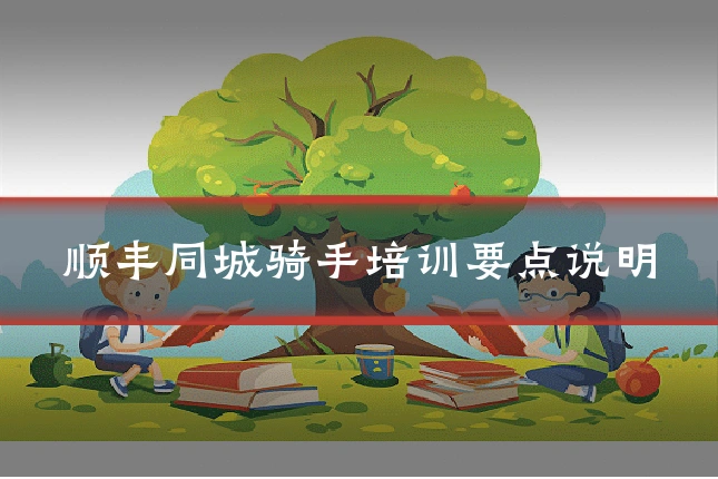 顺丰同城骑手培训要点说明