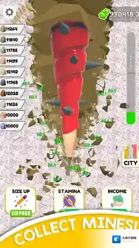 铅笔挖掘建造城市矿石