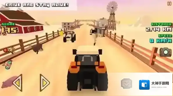 巨大的农场赛车收割