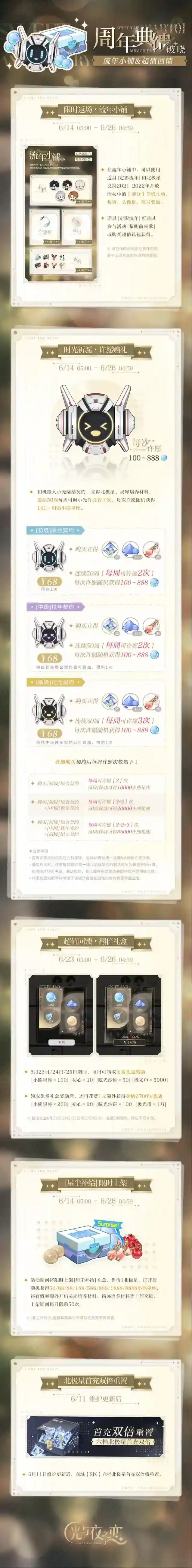 光与夜之恋周年典馈/破晓｜流年小铺&超值特惠一览