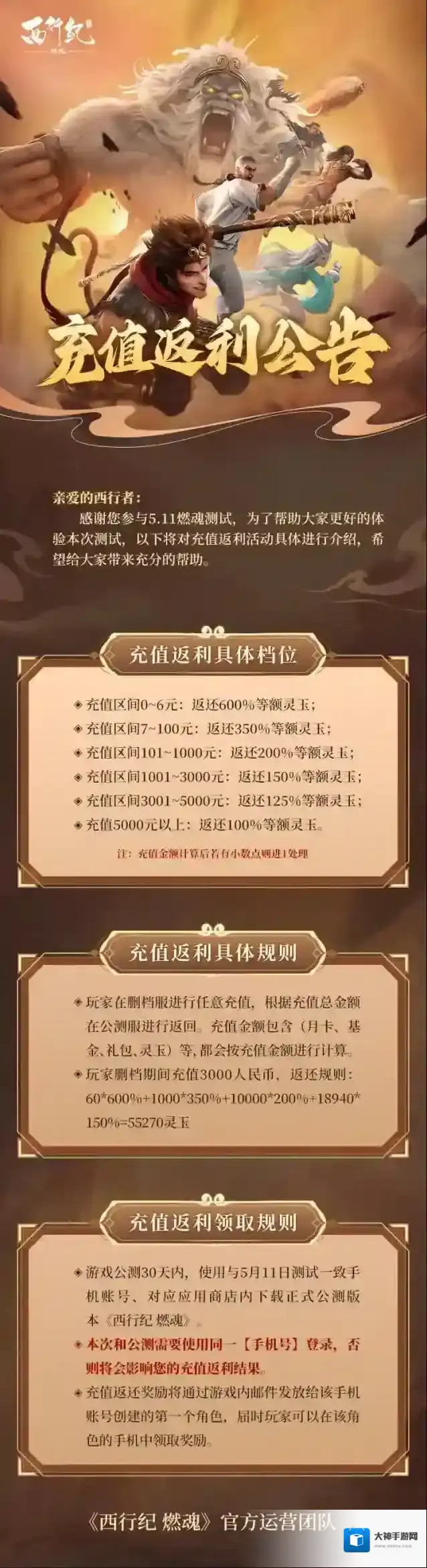 西行纪燃魂测试充值返利！